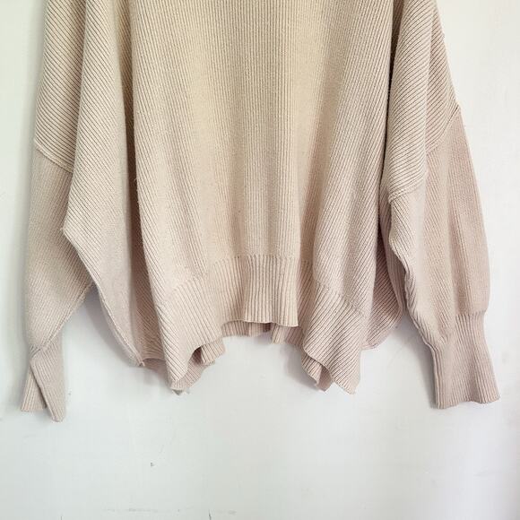 Free People Oversized Easy Street Ribbed Tunic Size M Cream - Picture 3 of 7